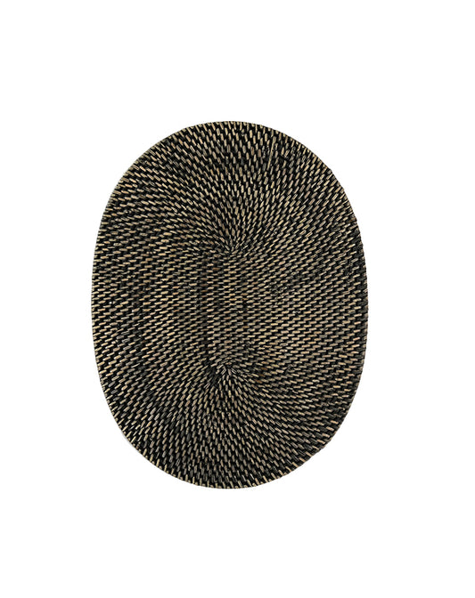 Black Rattan Placemat - Oval