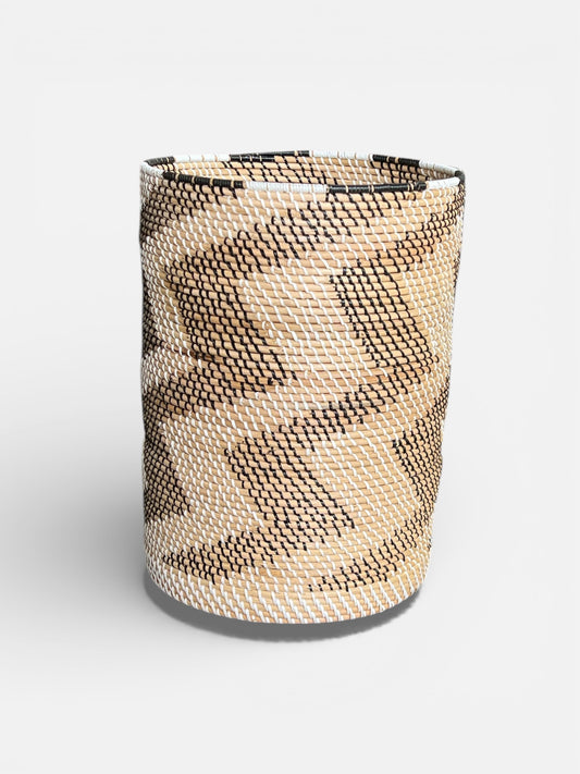 Rattan B&W Cylinder Basket