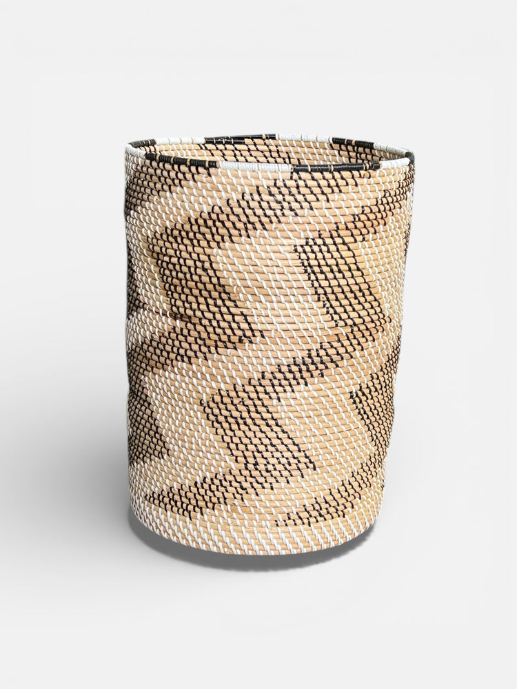 Rattan B&W Cylinder Basket