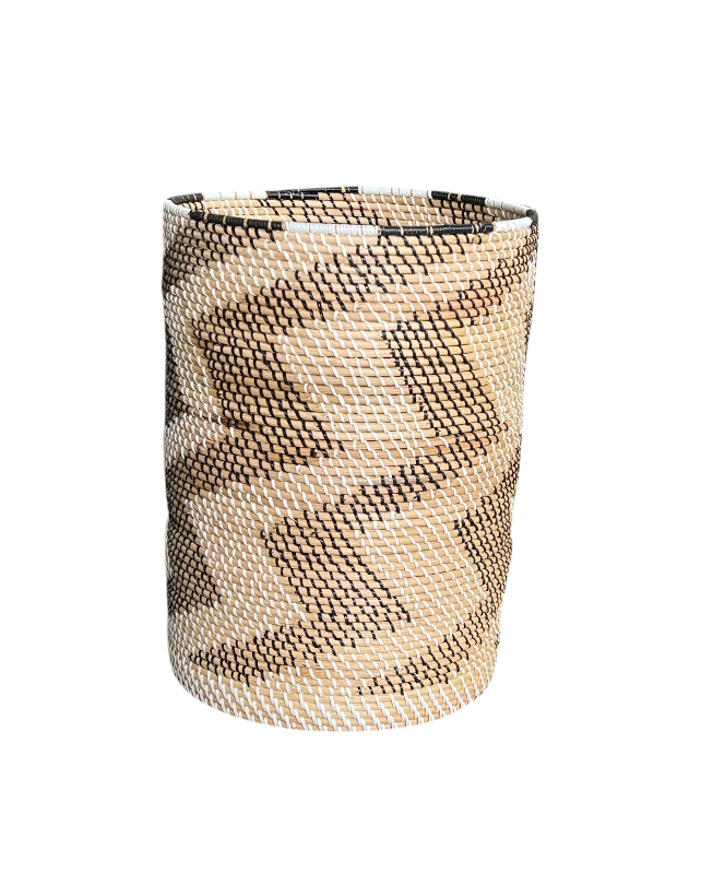 Rattan B&W Cylinder Basket