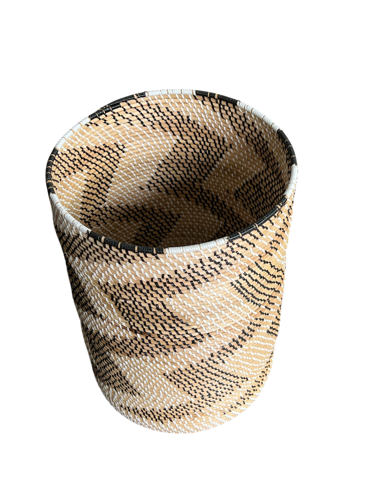 Rattan B&W Cylinder Basket