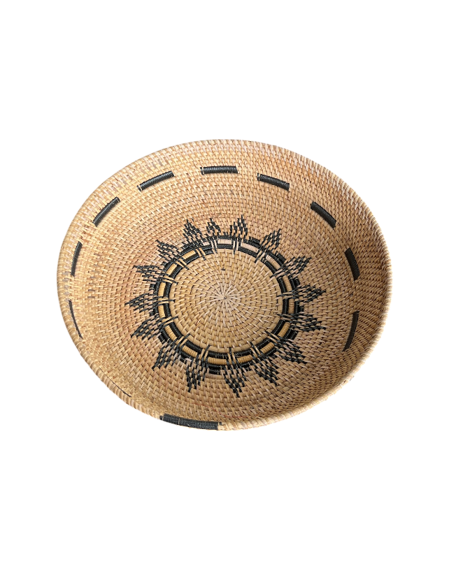 Rattan Bowl w/synthetic motif - Natural/Black
