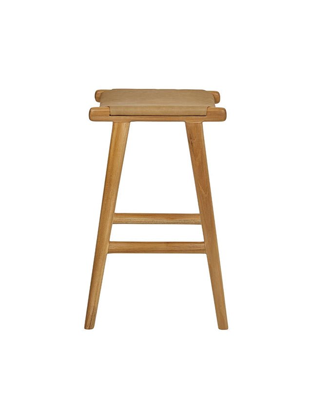 Jerry Counter Stool Flat Leather - Tan - Furniture - Republic Home