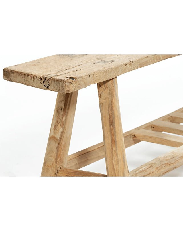 Organic Teak Bench with Slatted Shelf - Furniture - Republic Home