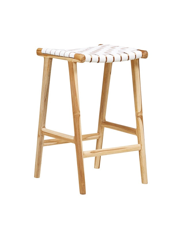 Jerry Counter Stool Strap Leather - White