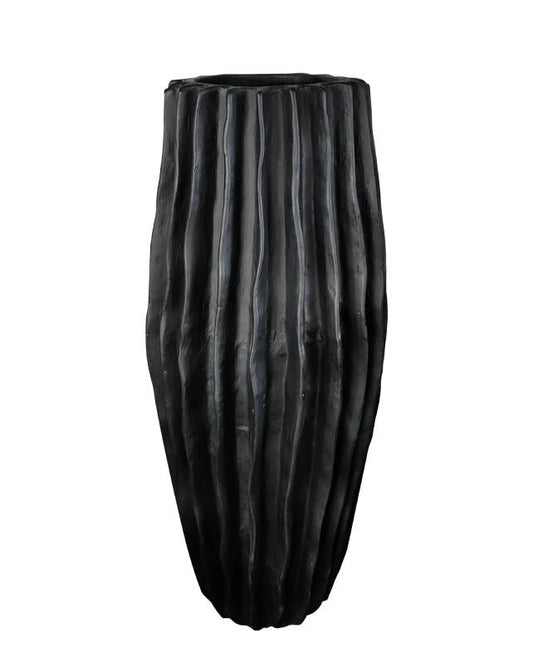 Cactus X - Tall Ribbed Pot - Black - Homewares - Republic Home
