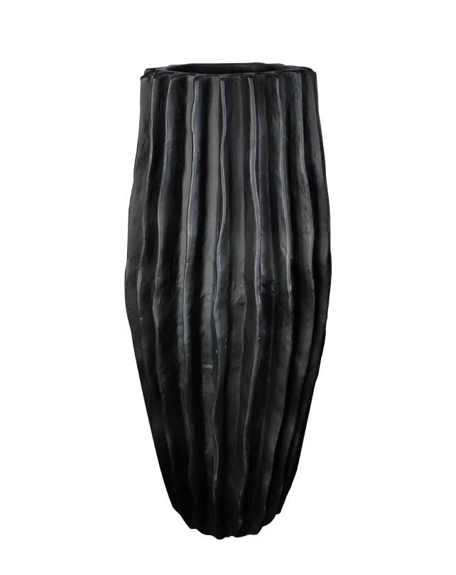 Cactus X - Tall Ribbed Pot - Black - Homewares - Republic Home