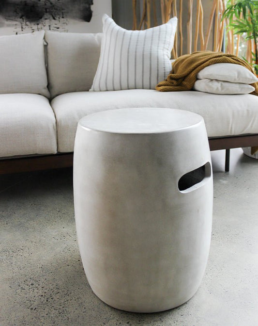 Grey Round Terrazzo Stool - Furniture - Republic Home