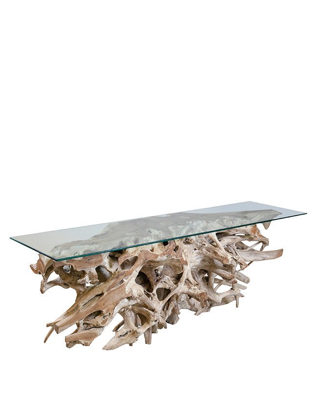 Teak Root Console w/Glass - Furniture - Republic Home