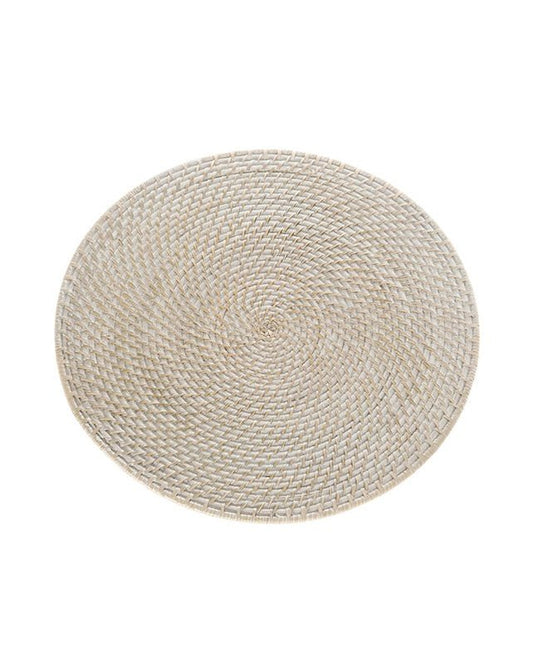 Whitewash Rattan Placemat - Round - Homewares - Republic Home