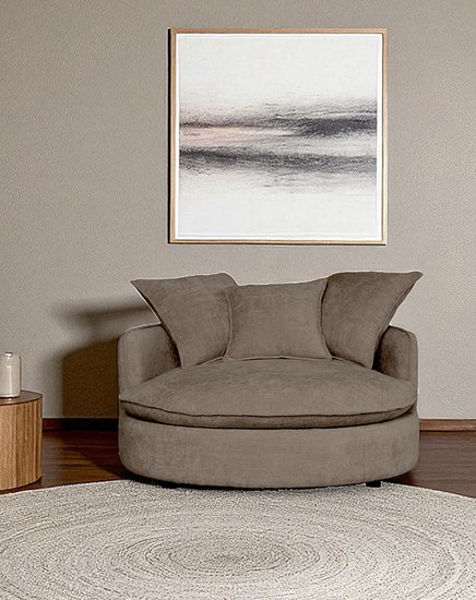 Celeste swivel chair with rounded upholstered seat