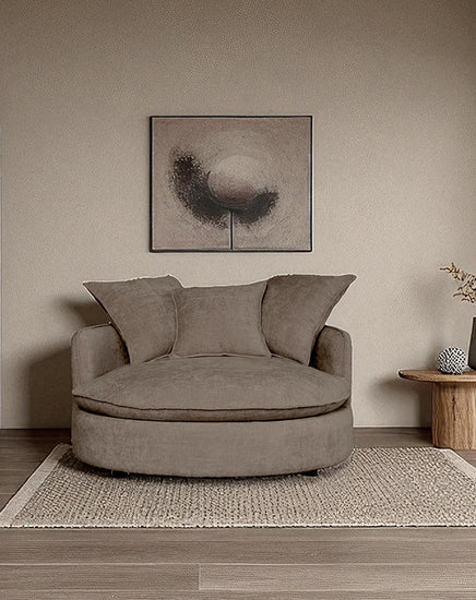 Celeste swivel chair with rounded upholstered seat