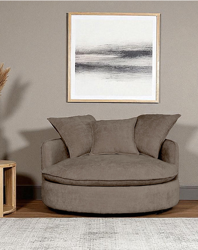 Celeste swivel chair with rounded upholstered seat