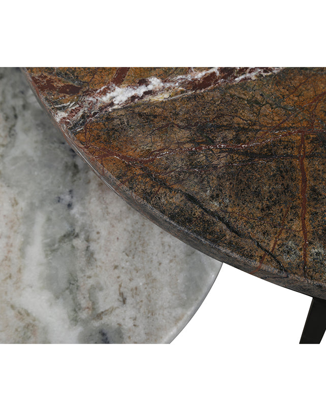 Classic Nested Side Tables (Green Forest & Fantasy Brown Marble)