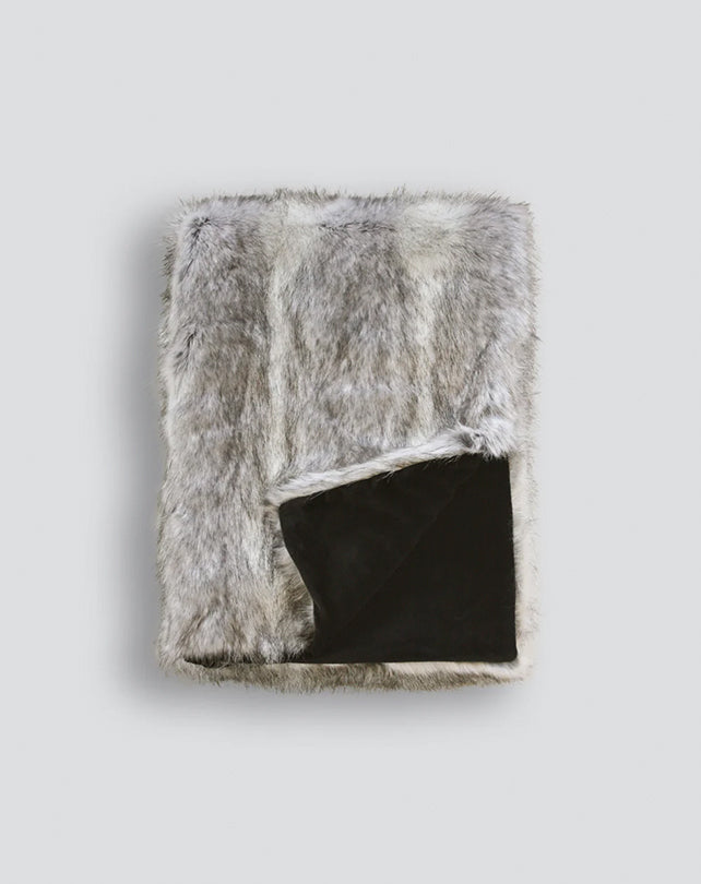 Faux Fur Throw - Grey Coyote 150x180
