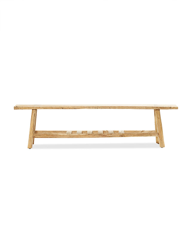 Organic Teak Bench with Slatted Shelf