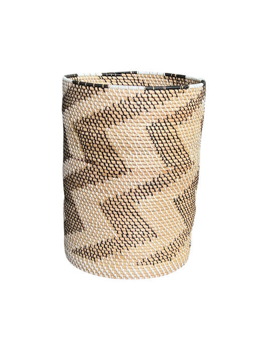 Rattan B&W Cylinder Basket