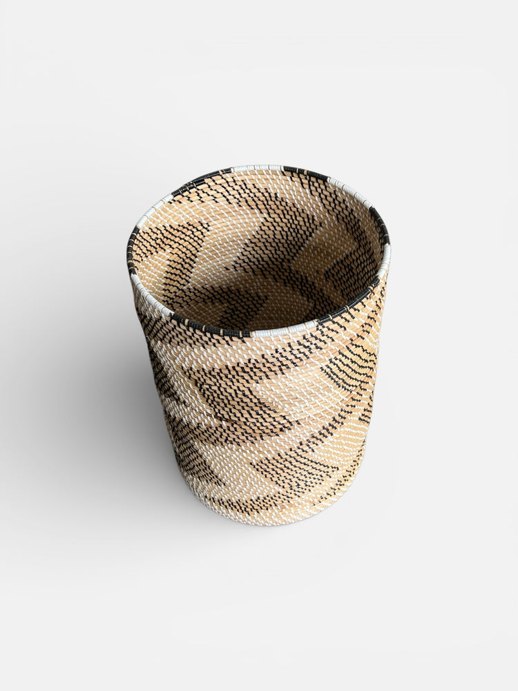 Rattan B&W Cylinder Basket