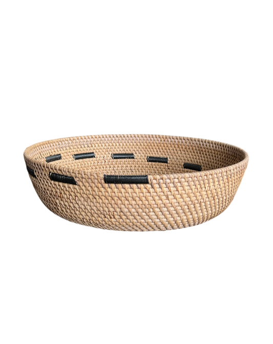 Rattan Bowl w/synthetic motif - Natural/Black