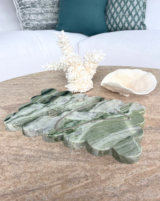Scalloped Marble Tray (Verde)