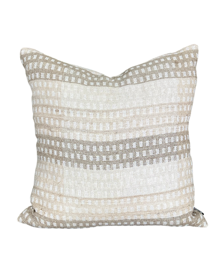Decorative pillow with a striped pattern on a white background
