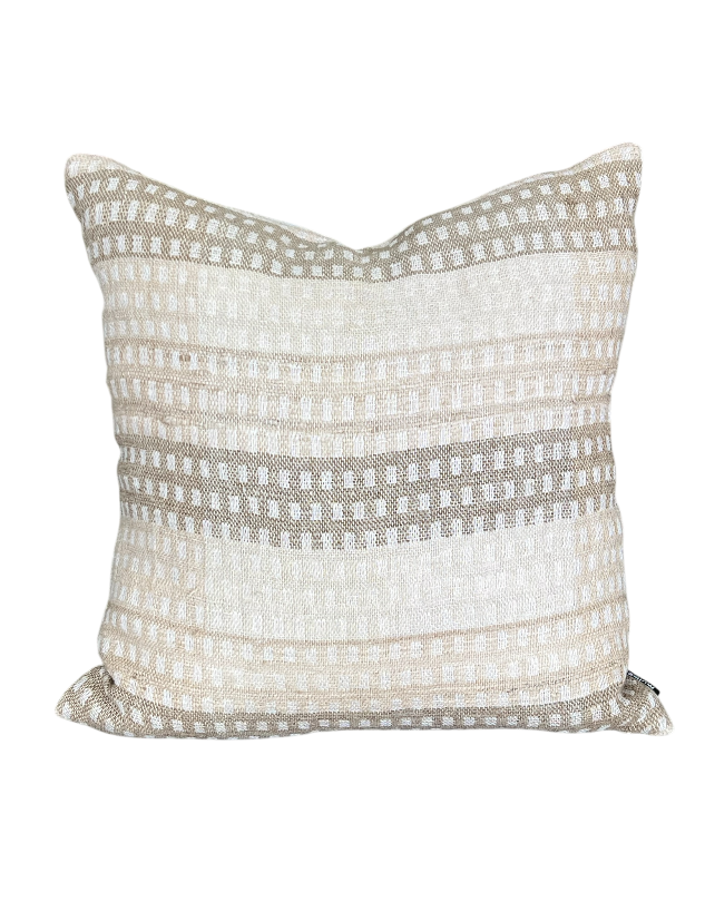Decorative pillow with a striped pattern on a white background