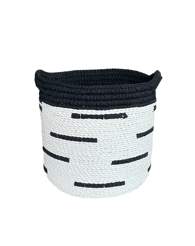 Pandanus White & Black Stripe Basket