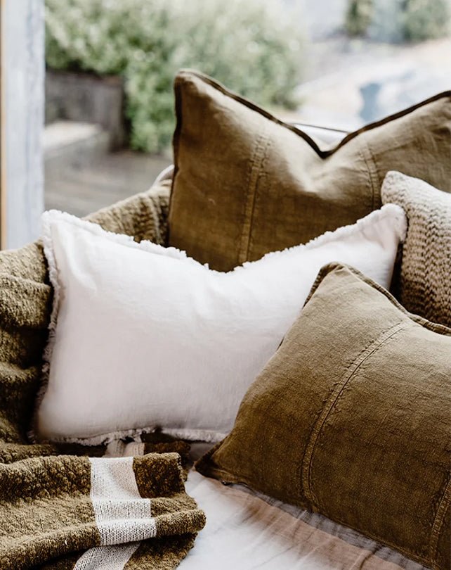 Luca Linen Cushion - Olive 60x60 - Cushion - Republic Home
