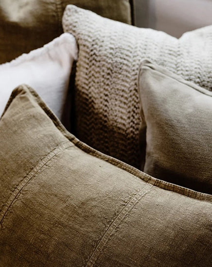 Luca Linen Cushion - Olive 60x60 - Cushion - Republic Home