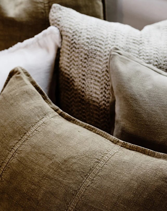 Luca Linen Cushion - Olive 60x60 - Cushion - Republic Home