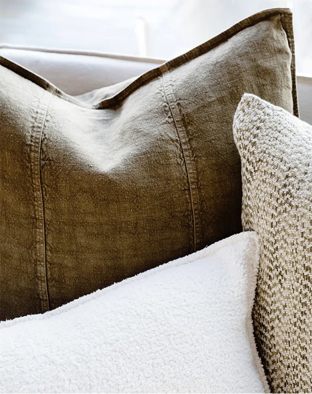 Luca Linen Cushion - Olive 60x60 - Cushion - Republic Home