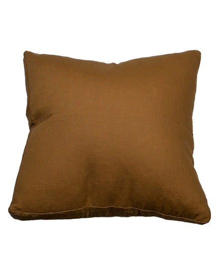 Essential Cuban Tan Linen Velvet Gusset Cushion 60x60 - Republic Home - Cushion
