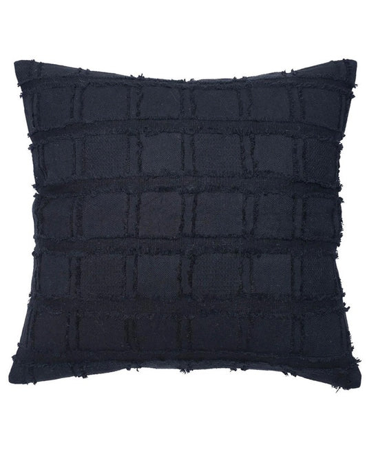 Bedu Linen Fringed Cushion Black 60x60 - Republic Home - Cushion