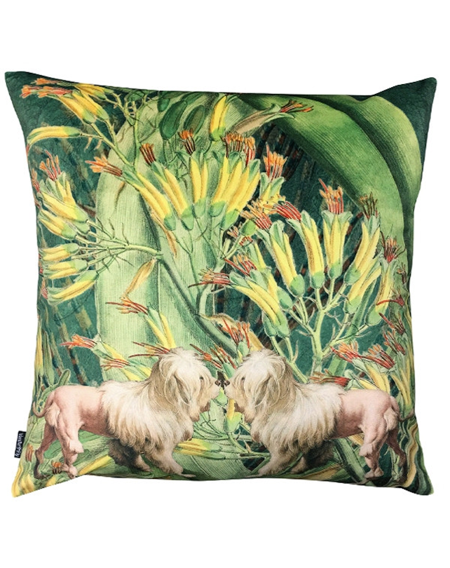 Velvet Cushion Lion Dogs 50x50 - Republic Home - Cushion