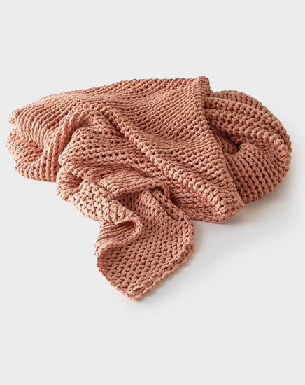 Abrazo Knitted Throw Rose Dust 220x140 - Republic Home - Homewares