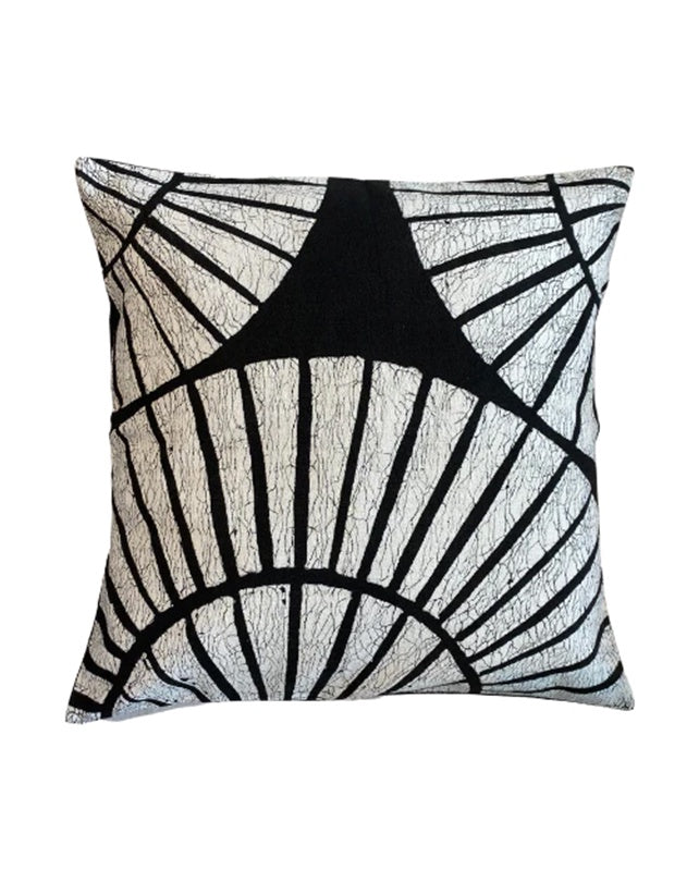 Zuva (Sunrays) Black & White Batik Cushion