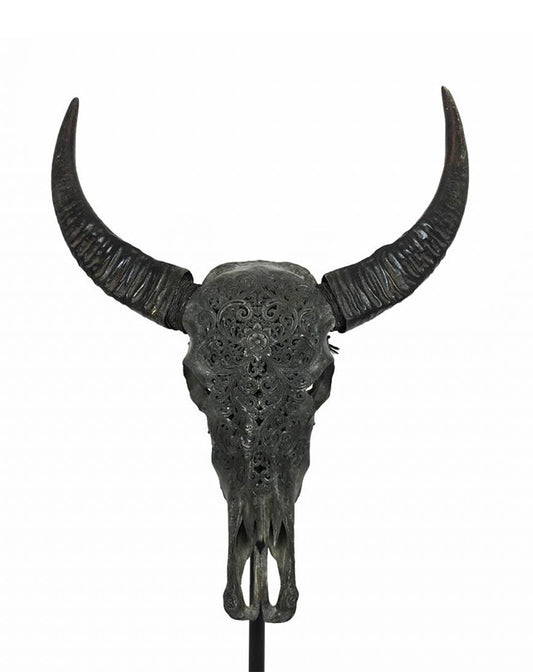 Carved Buffalo Skull (Black) - Republic Home - Homewares