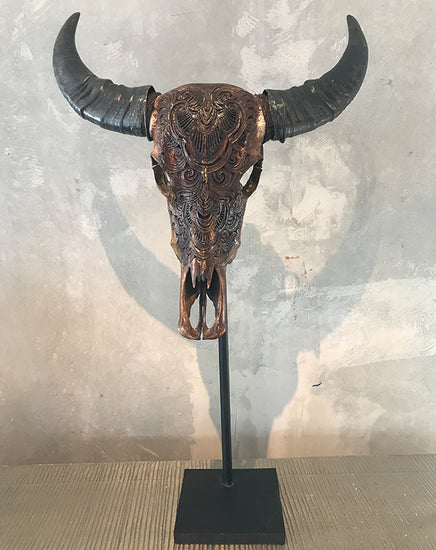 Carved Buffalo Skull (Black) - Republic Home - Homewares