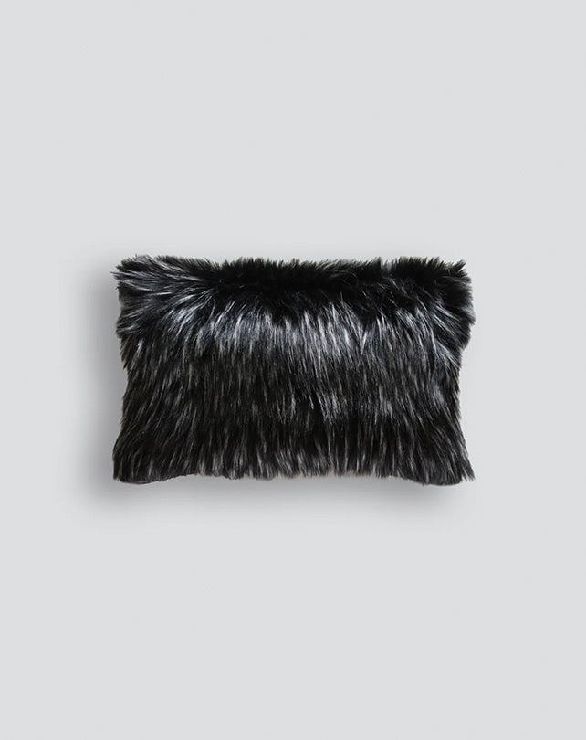 Heirloom Faux Fur Cushion - Ebony Plume 30x45