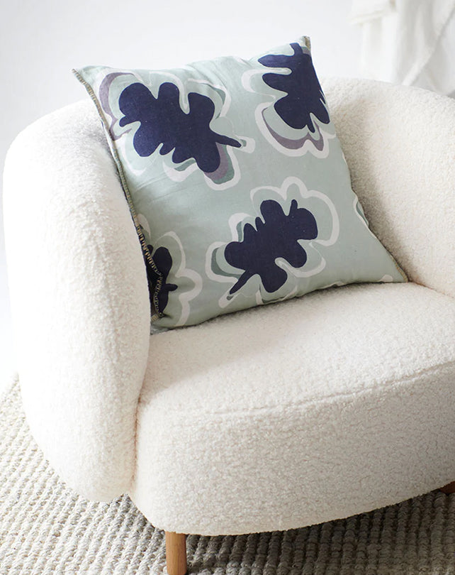 Gidget Linen Cushion - Sea Mist / Navy 50x50