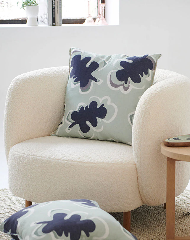 Gidget Linen Cushion - Sea Mist / Navy 50x50