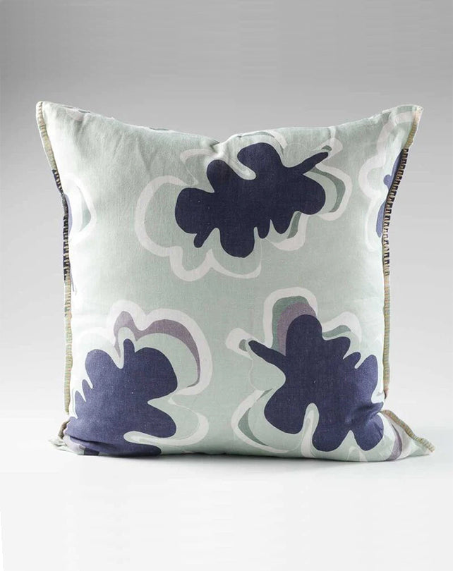 Gidget Linen Cushion - Sea Mist / Navy 50x50