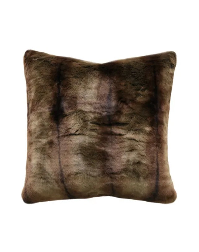 Faux Fur Feather cushion - Striped Beaver 65x65