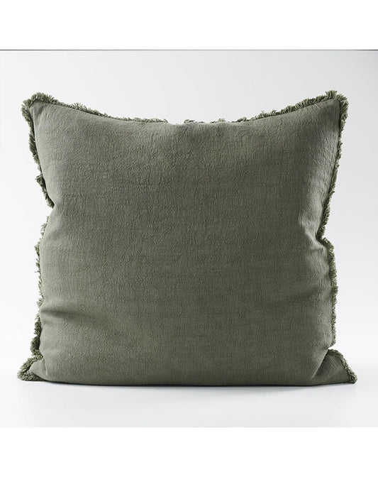 Luca Boho Linen Cushion - Khaki 60x60