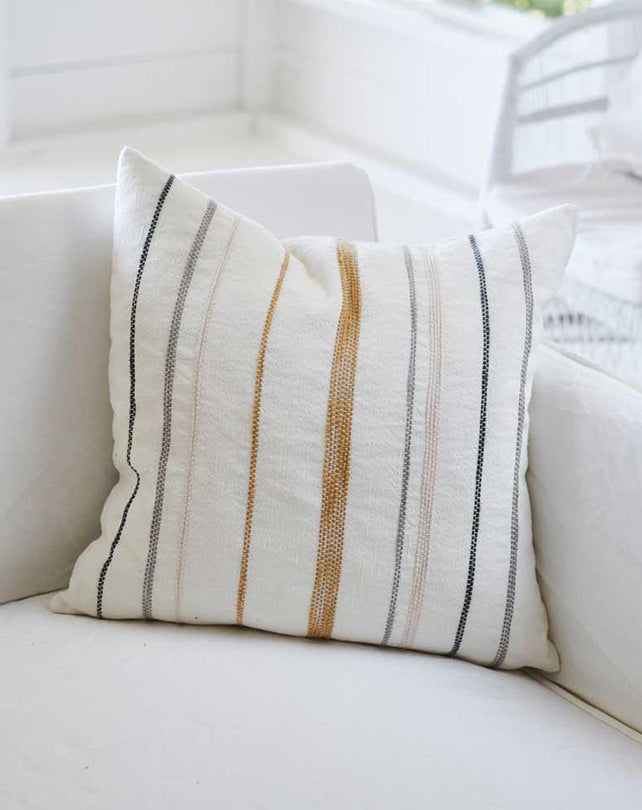 Moro Cushion  White/Multicolour Stitching 60x60