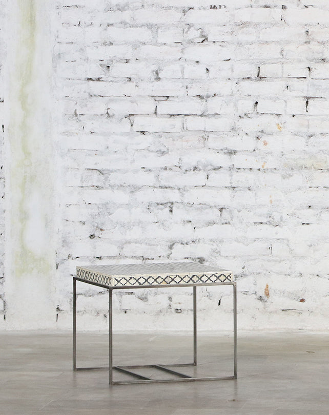 Mumtaz Bone Inlay Side Table - Black/White - Republic Home - Furniture