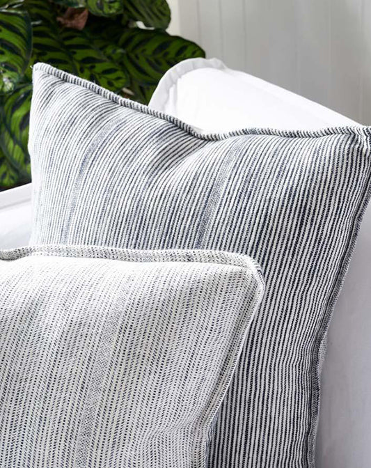 Myra Linen Cushion - Navy/ White Stripe 50x50