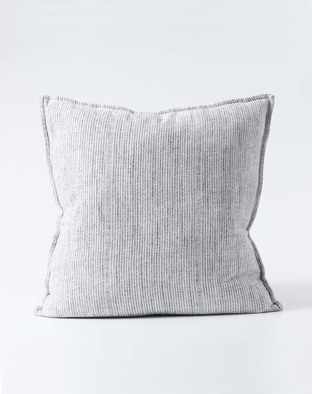 Myra Linen Cushion - Navy/ White Stripe 50x50