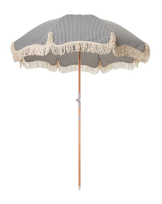 Beach Umbrella - Navy & White Stripe 180cm