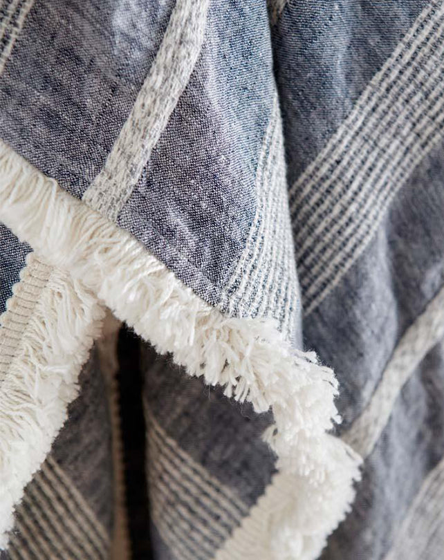Promenade Linen Throw with White Fringing 200x150